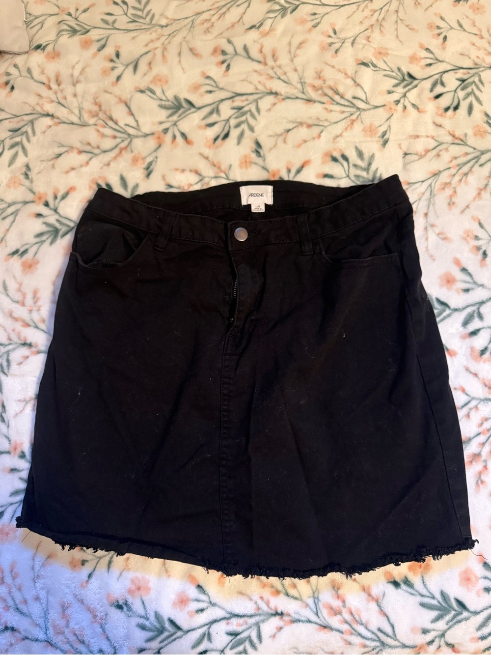 Ardene Black Jean Mini Skirt with Raw Hem